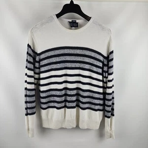 AJ Armani Jeans Sweater Mens XL Regular Fit Black White Stripes - Picture 1 of 10