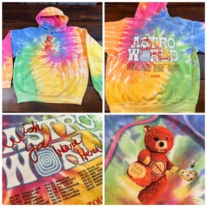 Travis Scott Astroworld Tour Skipping Bear Tie Dye Hoodie Sz Medium RARE NEW - Picture 1 of 8
