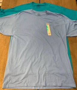 Camiseta 2 Jerzees Azul Claro y Verde Azulado XL 50/50 Camisa en Blanco Hombres Mujeres Artesanía - Imagen 1 de 12