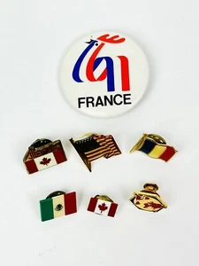 LOT OF 7 Flag Pins From Various Countries LAPEL PINS, Hat Pins France USA Canada - Picture 1 of 8