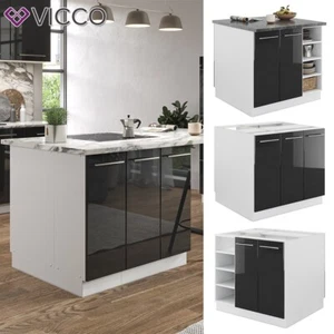 Kücheninsel Küchenblock Einbauküche Fame-Line Weiß Anthrazit 90 cm modern Vicco - Bild 1 von 7