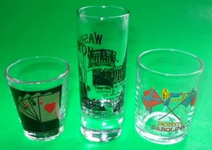 Shot Glass Set Of Three Atlantic City Washington DC North Carolina Bar Shooters - Picture 1 of 6