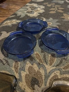 anchor ovenware blue 1qt bowls set of 3 - Picture 1 of 3