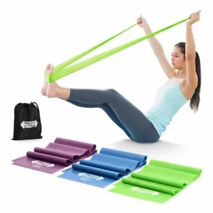 Stretch Resistance Fitness Bands Therapy Bands 1.5metre Yoga Pilates (Set of 3) - Picture 1 of 7