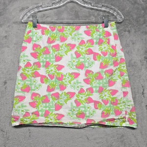 Lilly Pulitzer Skirt Womens Sz 0 Pink Green Strawberry Creme Fraiche Karlo - Picture 1 of 15