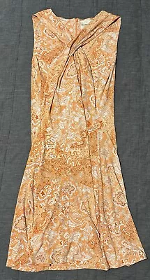 Michael Kors Chic Orange Paisley V-Neck Sleeveless Dress Size XL - Image 1 of 4