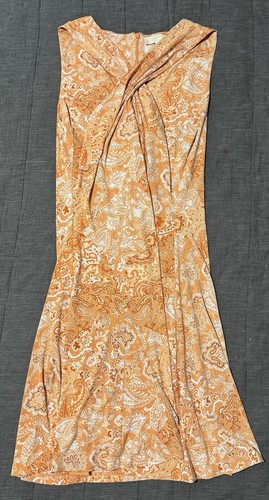 Abito smanicato Michael Kors chic arancione paisley scollo a V taglia XL