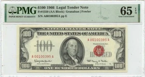 1966 $100 Legal Tender Note Fr# 1550 PMG Gem65 EPQ - Picture 1 of 2