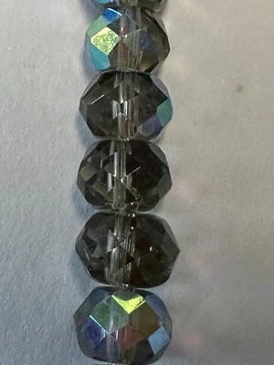 Cuentas de vidrio facetado Rondels de 10x8 mm en verde recubiertas AB 1 hebra 52 cuentas de EE. UU. Foto 1 de 4