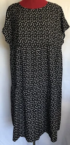 EMERY ROSE Heart & Polka Dot Tiered Dress Short Sleeve Black White Size XL - Picture 1 of 10