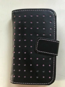 Apple iPhone 4/4S PINK & BLACK Wallet leather phone Case with Card Slots - Picture 1 of 3