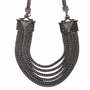 VivI Love Ägyptische Latz Halskette Silberfarben Modeschmuck Multi Strang Drapiert - Bild 1 von 10