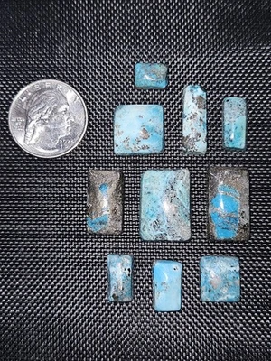 Beautiful Morenci Turquoise Cabochons - 10 pieces - 93.85 carats total - Image 1 of 4