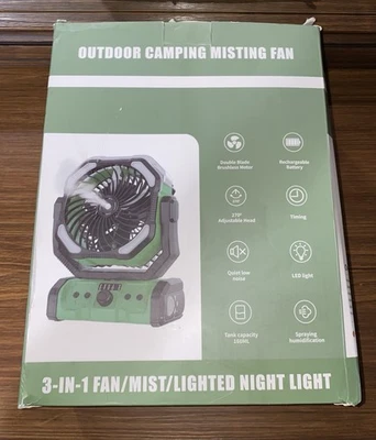 Ventilador de Camping Exterior + Humidificador + Luz LED Recargable USB, Mando a Distancia Foto 1 de 4
