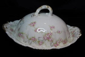 THEODORE HAVILAND LIMOGES FRANCE JOHN WANAMAKER ROUND COVERED BUTTER DISH - Picture 1 of 16