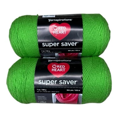 Red Heart Super Saver Yarn SPRING GREEN Lot of 2 Acrylic 7 oz Skein New - Image 1 of 4
