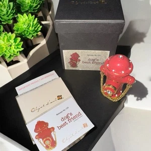 Objet D’Art #129 DOGS BEST FRIEND Fire Hydrant Blinged Hinged Trinket Box - Picture 1 of 6