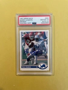 1991 Upper Deck #500 Barry Sanders SP Autograph PSA Dual 10 10 See Below - Picture 1 of 3