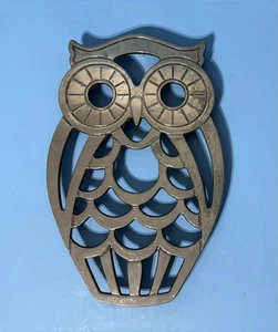 "Trivet grande vintage de búho de mediados de siglo Leonard plateado 10""x6,5""" - Imagen 1 de 6