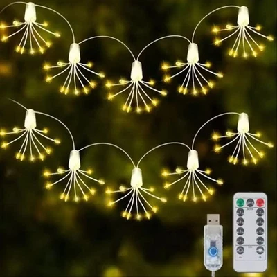 USB LED Fairy String Light Hanging Starburst DIY Firework Christmas Garland lamp - Image 1 of 4