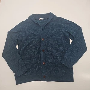 H2H Sweater Cardigan Men's Large Blue Heather Shawl Collar Grandfather Casual - Picture 1 of 9