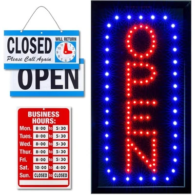 Neon Open Sign for Business: Vertical LED Sign with Flashing Mode for Stores ... - Image 1 of 4