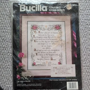 Vtg Bucilla The Lord's Prayer Counted Cross Stitch Kit #40656 11" X 14" - Picture 1 of 4