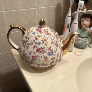 Vintage Sadler English England Rose Floral Chintz Floral Tea Pot Teapot w/ Lid - Picture 1 of 14