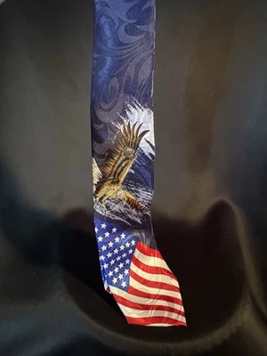 史蒂文·哈里斯男式领带美国国旗,秃鹰,美国,美国 58 英寸 x 4 — 第 1/2 张图片