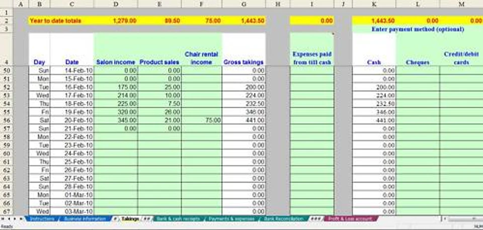 Hair/beauty salon bookkeeping system (non-VAT business) - 2025 year end version - Image 1 of 1