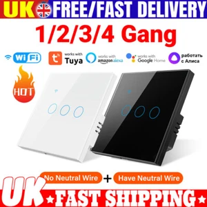 1/2/3/4 Gang Smart Light Switch Tuya Touch App Control NO Neutral Wire Required - Picture 1 of 18