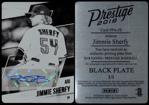 2018 Prestige Jimmie Sherfy 1/1 Printing Plate Auto RC Diamondbacks SSP RAW - Picture 1 of 3