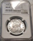 1825 50C NGC MS 62 Capped Bust Silver Half Dollar, PQ Bright Luster Uncirculated