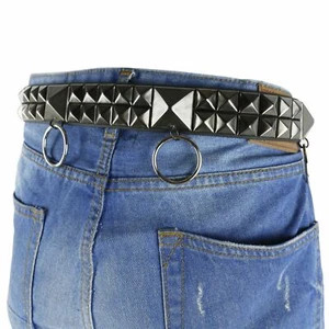 38 mm Schwarz Pyramide mit Ring Gürtel Gothic Biker Herren Jeansgürtel Made in UK B882 - Bild 1 von 7