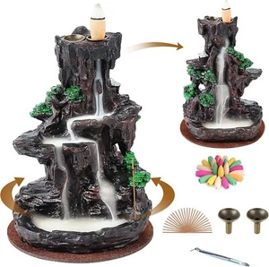 Black Incense Holder Two Sided Backflow Burner Aromatherapy Gift Set - Picture 1 of 6