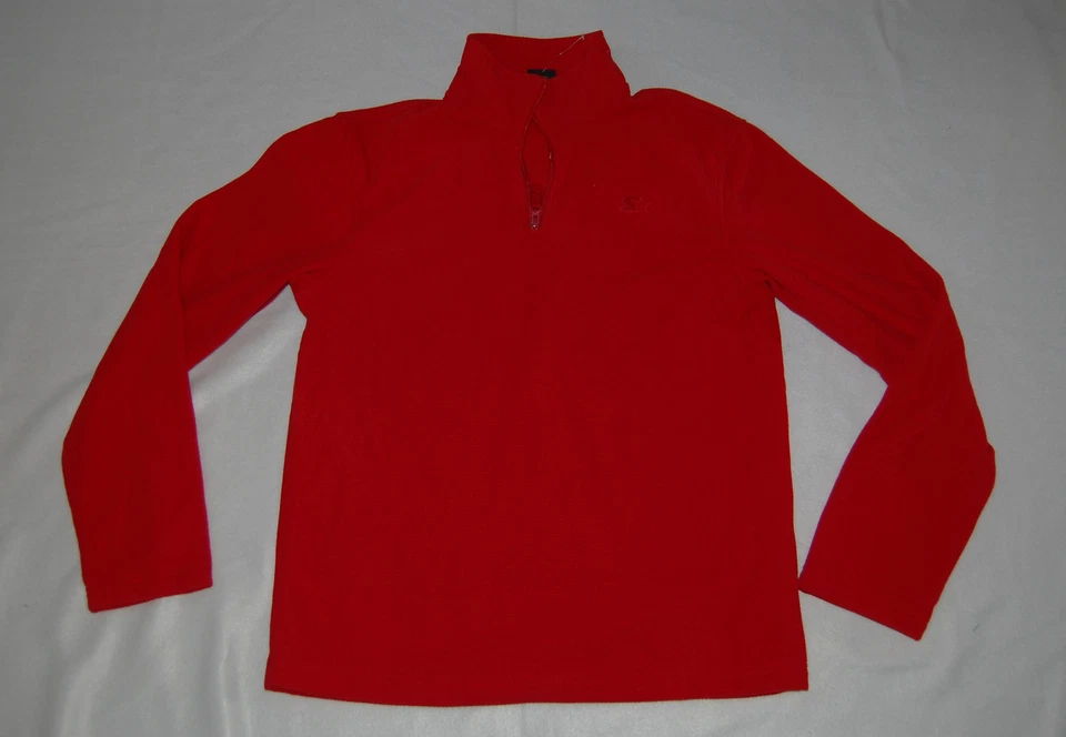 MENS Long Sleeve Shirt Red Fleece Pullover Zipper at Neck S 34-36 - Image 1 of 1