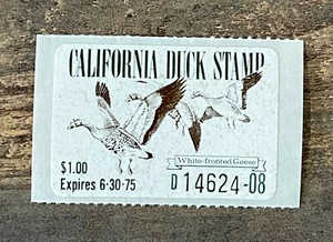 Estampillas WTD - CALIFERIA 1974 - Estampilla de pato estatal - Lote 1 - Como nuevo OG NH - Imagen 1 de 2
