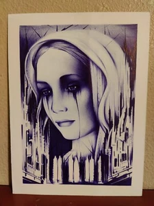 Prison Art Virgin Mary Sketch Signed By Artist " Parasite" 9" X 12" Blue Ink - Picture 1 of 3