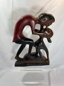 Vintage “Couple in Love Kissing” Statue. Handmade - African - Wood Carving - Picture 1 of 10