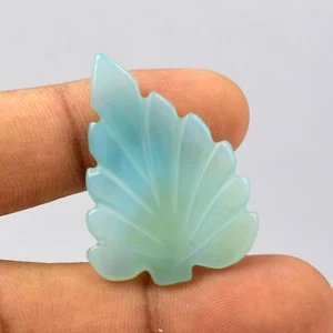 19.45 Ct Carving Leaf Color Chalcedony Free-Form Cabochon Gemstone Pendant VG690 - Picture 1 of 3