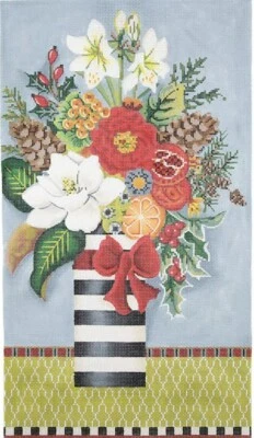 Needlepoint Handpainted Kelly Clark Winter Floral, Guide, Embellishments - Image 1 of 4