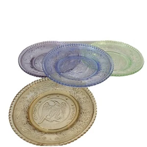 Lot 4 Westmoreland 1831 Eagle Cup Plates Coasters 3.5” Blue Green Amber Amethyst - Picture 1 of 8