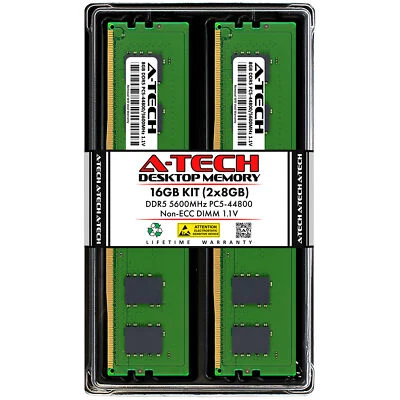 A-Tech 16GB 2x 8GB DDR5 5600 MHz Desktop DIMM PC5-44800 288-Pin Memory RAM Kit - Image 1 of 4