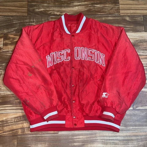 Vintage Wisconsin Badgers Classic Starter Jacket Size XL Stitched Made in USA Cover