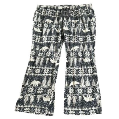Old Navy Bear Print Pajama Pants Womens Size 2X Grey White Flannel Pajamas Pjs - Image 1 of 4