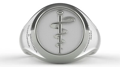 Anello medicina e chirurgia personalizzato con incisioni a piacere, argento 925 - Immagine 1 di 4