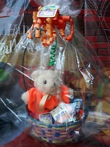 Halloween Basket Arrangement Teddy Bear, Chocolates, Flashlight, Sticker NEW - Picture 1 of 12