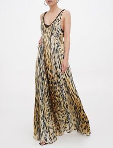 Womens Roberto Cavalli Resort 2011 Long Maxi Dress Leopard Silk Evening IT38 XS