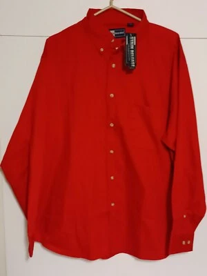 Blue Generation Button Up Mens Size Large Red Long Sleeve Shirt Polyester Cotton - Image 1 of 4