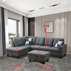 Sectional Sofa Set Modern Linen Fabric with Left Chaise L-Shaped Couch Furniture